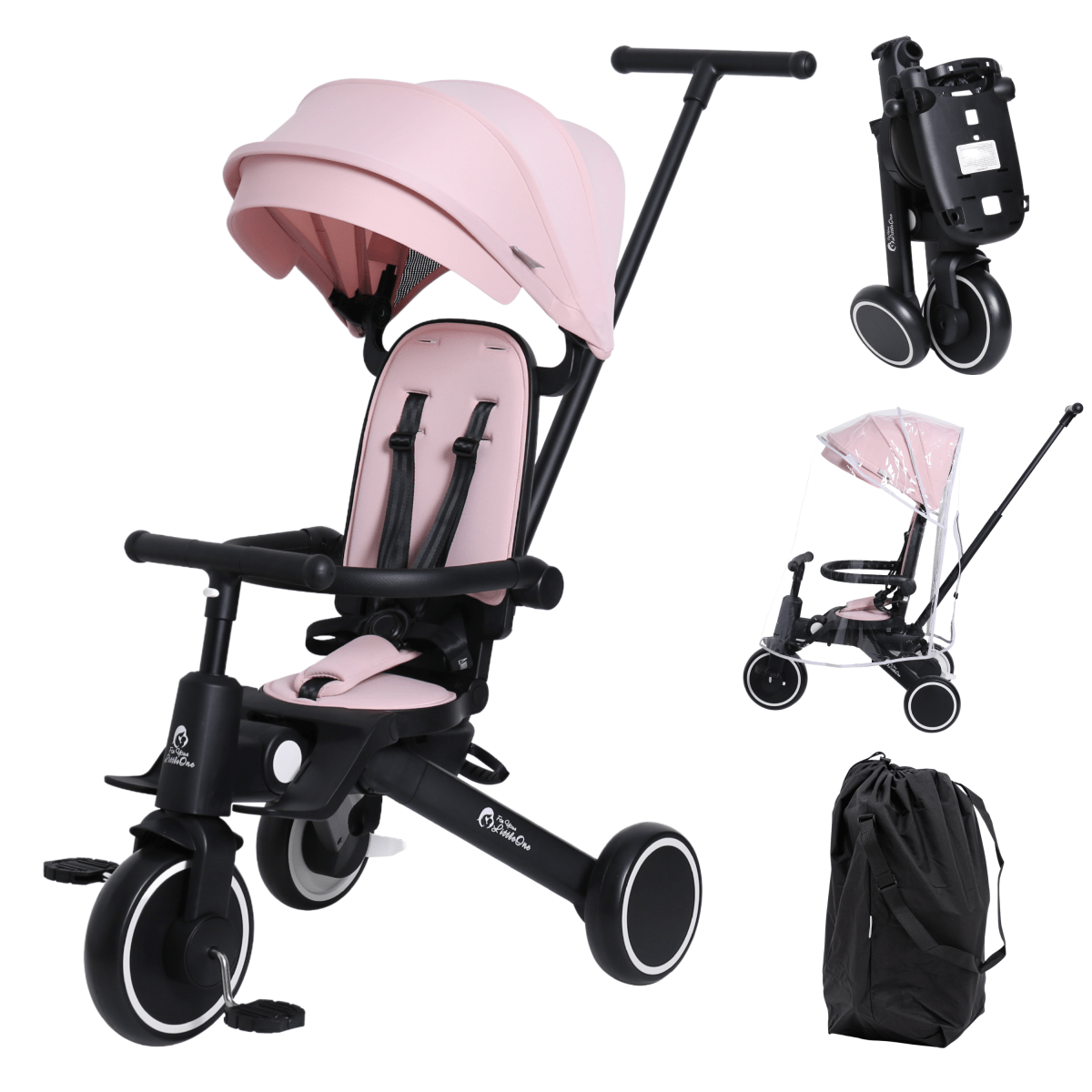 Foryourlittleone Xplor Plus 6 in 1 Faltbares Dreirad - Pastellrosa (10 Monate-5 Jahre) von For Your Little One