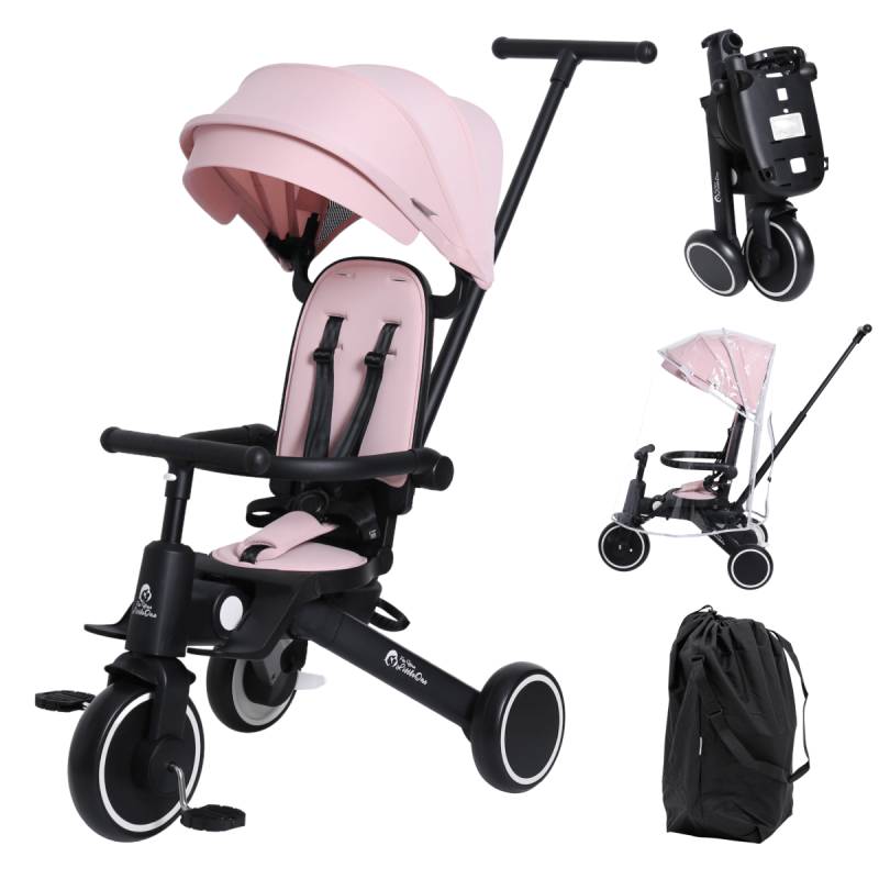 Foryourlittleone Xplor Plus 6 in 1 Faltbares Dreirad - Pastellrosa (10 Monate-5 Jahre) von For Your Little One