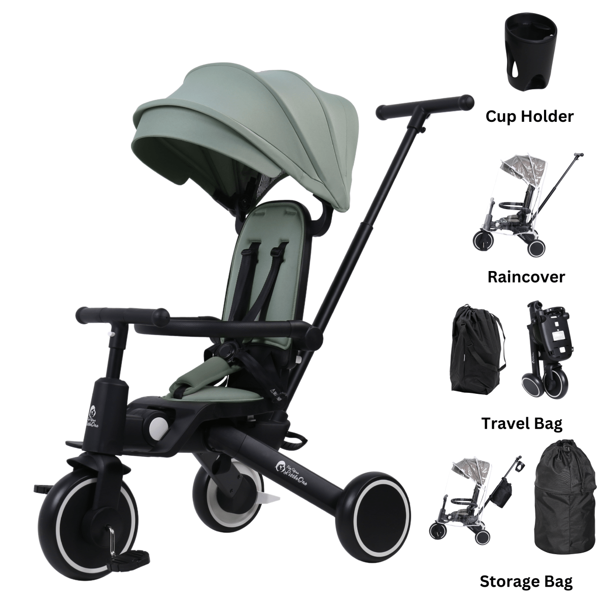 Foryourlittleone Xplor Ultimate 6 in 1 Faltbares Dreirad - Grün (10 Monate-5 Jahre) von For Your Little One