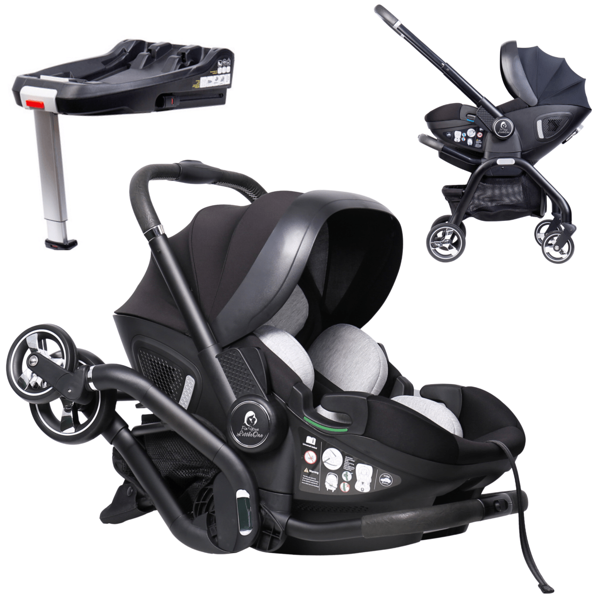 Für Ihr Kleines: Qubi Babyschale, Kinderwagen und Basis – Eclipse Black von For Your Little One