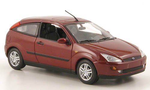 Ford Focus, met.-dkl.-rot, 3-Türer, 2002, Modellauto, Fertigmodell, Minichamps 1:43 von Ford