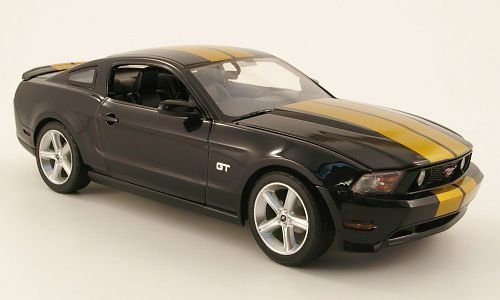Ford Mustang GT, schwarz/gold, 2010, Modellauto, Fertigmodell, Greenlight 1:18 von Ford