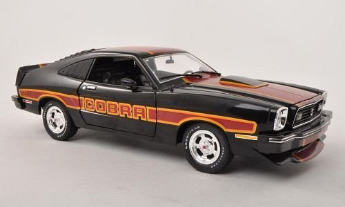 Ford Mustang II Cobra II, schwarz/dkl.-rot mit Dekor , 1978, Modellauto, Fertigmodell, Greenlight 1:18 von Ford