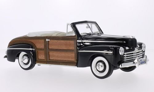 Ford Super Deluxe Sportsman Convertible, schwarz/Holzoptik, 1946, Modellauto, Fertigmodell, Lucky Die Cast 1:18 von Ford