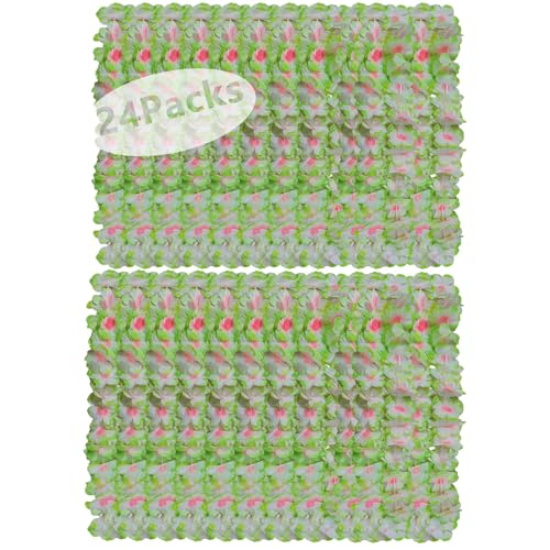 Forellfit Leis für Luau-Party, Hawaii-Halsketten für tropische Blumen, einfarbig, für Geburtstag, Strand, Party, Gastgeschenke (24 Grün), 24 Stück von Forellfit