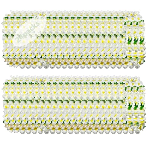 Leis für Luau-Party, Hawaii-Halsketten für tropische Blumen, einfarbig, für Geburtstag, Strand, Party, Gastgeschenke (24 Stück, weiß), 24 Stück von Forellfit