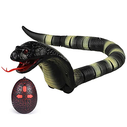 Foreverup Ferngesteuertes Schlangenspielzeug für Kinder, RC Ferngesteuert Kobra Schlange, mit Fernbedienung, USB-Aufladung, Einziehbare Zunge und Schwingender Schwanz, für Kinder, Haustier, Party von Foreverup