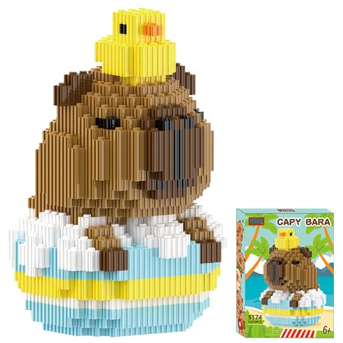 Tier-Blöcke Micro Building, Capybara Mikro Bausteine Spielzeug Kit, Particle Baustein-Set, Cartoon Anime MiniBausteine, Mini Bausteine DIY-Spielzeug Für Kinder Erwachsene (Badewanne) von Foreverup