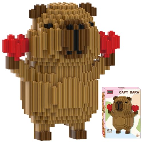 Tier-Blöcke Micro Building, Capybara Mikro Bausteine Spielzeug Kit, Particle Baustein-Set, Cartoon Anime MiniBausteine, Mini Bausteine DIY-Spielzeug Für Kinder Erwachsene (Herz) von Foreverup