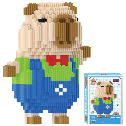 Tier-Blöcke Micro Building, Capybara Mikro Bausteine Spielzeug Kit, Particle Baustein-Set, Cartoon Anime MiniBausteine, Mini Bausteine DIY-Spielzeug Für Kinder Erwachsene (Overall) von Foreverup