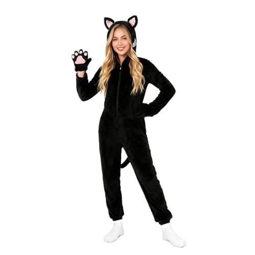 Geparden-Einteiler, Katzenkostüm für Damen, Halloween, Fleece, Leoparden-Kostüme, Tiere, Cosplay, Verkleiden (Katze, klein) von Forfamy
