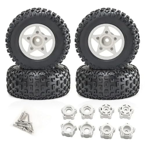 4pcs 109 mm 1/8 1/10 Kurzverlaufsreifen mit 12 mm 14 mm 17 mm Rad Sechskant, kompatibel mit verschiedenen RC -LKWs und Fahrzeugen mit 110 Skala, kompatibel(White) von ForgeCore