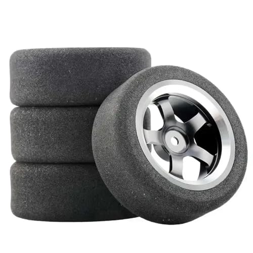 4pcs 12mm Hex RC Racing Foam Tire Tire Rad Rand Set kompatibel mit 1 10 auf Straßen RC -Autos Accessoires für Rennwagenmodelle(Black) von ForgeCore