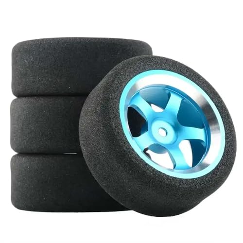 4pcs 12mm Hex RC Racing Foam Tire Tire Rad Rand Set kompatibel mit 1 10 auf Straßen RC -Autos Accessoires für Rennwagenmodelle(Blue) von ForgeCore