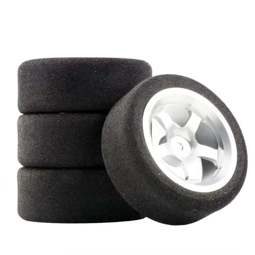4pcs 12mm Hex RC Racing Foam Tire Tire Rad Rand Set kompatibel mit 1 10 auf Straßen RC -Autos Accessoires für Rennwagenmodelle(Light Grey) von ForgeCore