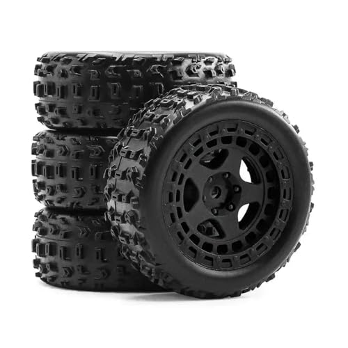 4pcs 69mm Gummireifen mit 12 mm Sechskant für 1 18 Skala 2s kompatible RC -Auto -Upgrade -Teile für Grom -Stil -Modelle(Black) von ForgeCore