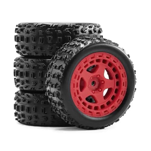 4pcs 69mm Gummireifen mit 12 mm Sechskant für 1 18 Skala 2s kompatible RC -Auto -Upgrade -Teile für Grom -Stil -Modelle(Red) von ForgeCore