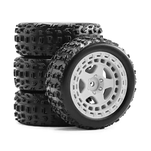 4pcs 69mm Gummireifen mit 12 mm Sechskant für 1 18 Skala 2s kompatible RC -Auto -Upgrade -Teile für Grom -Stil -Modelle(White) von ForgeCore