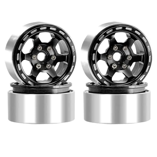 ForgeCore 4pcs 1,9 Zoll Beadlock Wheel Wheel Rim Hub kompatibel mit 1 10 -Skala -RC -Crawler -Auto für Verschiedene RC -Off -Straßenfahrzeuge(Black) von ForgeCore