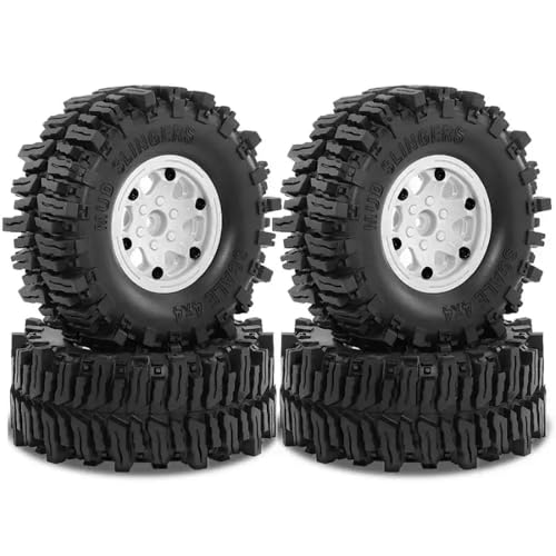 ForgeCore 4pcs 130mm 2. 2 Zoll Beadlock Wheel Rand und Reifen, die mit 1/8 1/10 RC -Crawler -Autos wie Wraith RR10 TRXS YK4082 und ähnlichen Modellen kompatibel sind, kompatibel(White) von ForgeCore
