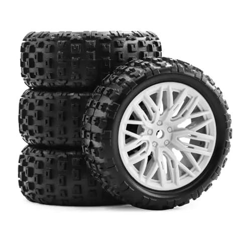 ForgeCore 4pcs 67mm Gummireifenreifen 12mm Sechskantkompatibel mit 1 18 2s Grom RC -Auto -Modelle Aftermarket Ersatz(White) von ForgeCore