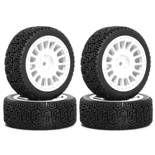 ForgeCore 4pcs 68mm Gummi-Rallye-Reifenräder kompatibel mit 1 10-Skala-RC-Rallye-Autos, einschließlich XV01 XV02 TT01 TT02 PTG-2-Modelle Aktualisieren Teile für Rennfahrzeuge(White) von ForgeCore