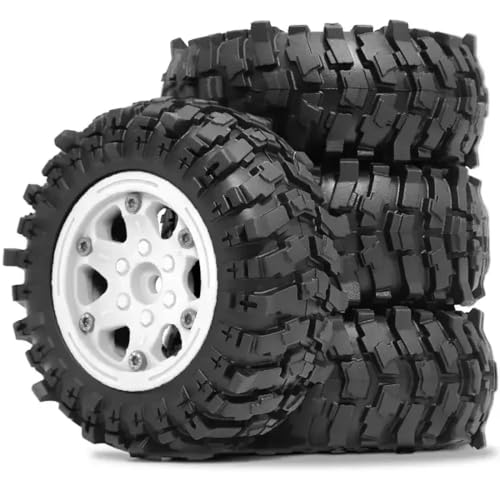 ForgeCore 4pcs 85 mm 1,9 Zoll Beadlock Wheel -Hub und weiche Gummireifen -Set kompatibel mit 1 10 -Skala -RC -Crawler -Autos, ähnlich wie Pro TRXs(White) von ForgeCore