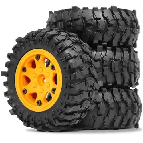 ForgeCore 4pcs 85 mm 1,9 Zoll Beadlock Wheel -Hub und weiche Gummireifen -Set kompatibel mit 1 10 -Skala -RC -Crawler -Autos, ähnlich wie Pro TRXs(Yellow) von ForgeCore