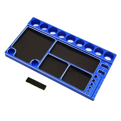 ForgeCore Werkzeugspeicherplatte kompatibel mit 1/8 1/10 1/12 Skalierungsmodell Autos Klettern Fahrzeug Reparaturklang Organizer Tablett Wartungsbox Zubehör(Blue) von ForgeCore
