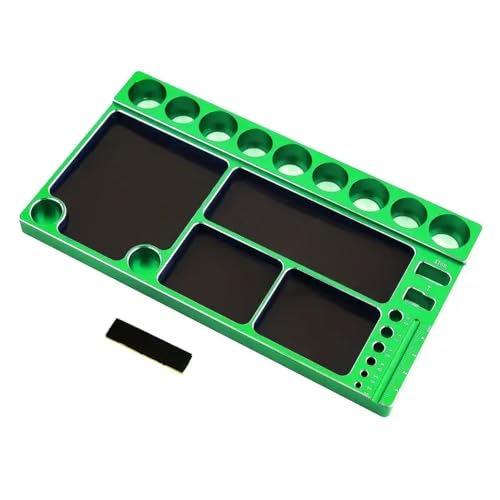 ForgeCore Werkzeugspeicherplatte kompatibel mit 1/8 1/10 1/12 Skalierungsmodell Autos Klettern Fahrzeug Reparaturklang Organizer Tablett Wartungsbox Zubehör(Green) von ForgeCore