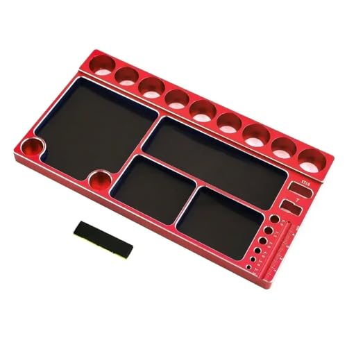 ForgeCore Werkzeugspeicherplatte kompatibel mit 1/8 1/10 1/12 Skalierungsmodell Autos Klettern Fahrzeug Reparaturklang Organizer Tablett Wartungsbox Zubehör(Red) von ForgeCore