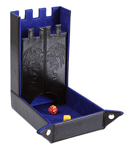 Forged Dice Co. Draco Castle Faltbare Würfelablage und Würfelturm - Faltbare DND Würfelablage und Würfel Rolling Tray Tower - Perfekt für Dungeons and Dragons RPG und Tabletop Gaming - Blau von Forged Dice Co.