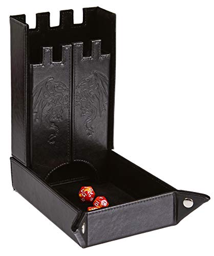 Forged Dice Co. Draco Castle Faltbare Würfelablage und Würfelturm - Faltbare DND Würfelablage und Würfel Rolling Tray Tower - Perfekt für Dungeons and Dragons RPG und Tabletop Gaming - Schwarz von Forged Dice Co.