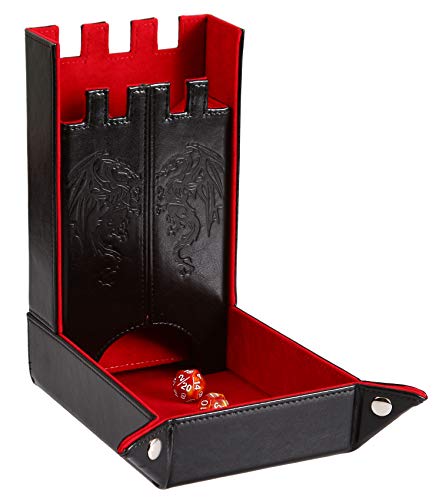 Forged Dice Co. Draco Castle Faltbare Würfelablage und Würfelturm – Faltbare DND-Würfelablage und Würfelrolltablett Tower – Perfekt für Dungeons and Dragons RPG und Tabletop Gaming – Rot von Forged Dice Co.