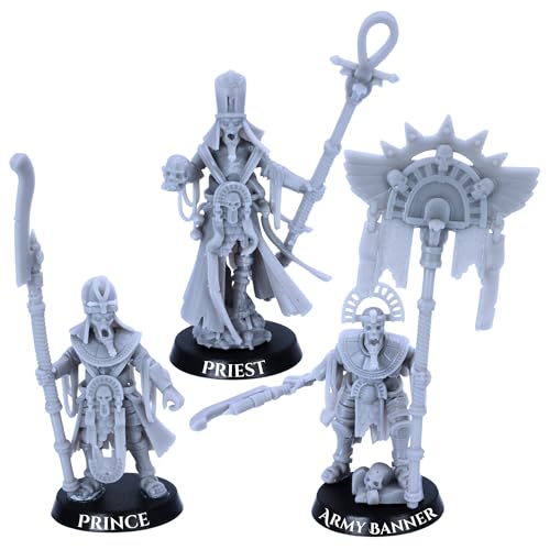 Ägyptische Skelett-Figuren – 3 Untote Mumien-Miniaturen für Fantasy-Kriegsspiele, 32 mm große Harzmodelle, DND, Highlands-Miniaturen, lizenziert, unlackierte 25-mm-Basisfiguren für Maler und Gamer Ägyptische Skelett-Figuren – 3 Untote Mumien-Miniaturen für Fantasy-Kriegsspiele, 32 mm große Harzmodelle, DND, Highlands-Miniaturen, lizenziert, unlackierte 25-mm-Basisfiguren für Maler und Gamer von Forged Terrain