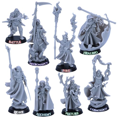 Battle Wizards and Mages Miniatur-Set, 8 Fantasy-Zauberer-Modelle oder Singles, 32 mm Maßstab, magische Rollen für Rollenspiel und Tischplatte, unlackiertes Harz von Highlands Miniatures, 25 mm Sockel Battle Wizards and Mages Miniatur-Set, 8 Fantasy-Zauberer-Modelle oder Singles, 32 mm Maßstab, magische Rollen für Rollenspiel und Tischplatte, unlackiertes Harz von Highlands Miniatures, 25 mm Sockel von Forged Terrain