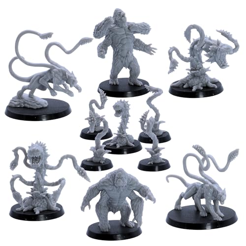 Dschungelmonster-Miniaturen-Set – 11 Kreaturen für DND- und Fantasy-Rollenspiele, Phasenpanther, Girallons, menschenfressende Pflanzen, Sprossen, 28 mm – 65 mm große Figuren, epische Miniaturen von Forged Terrain