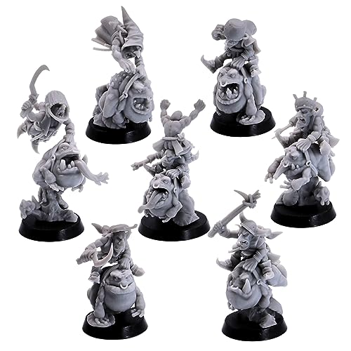 Fantasy Swamp Kobold-Froschfahrer-Set, 32 mm Skala Miniaturen für Tischspiele, Kavallerieeinheit, Monsterpack-Figuren von Forged Terrain