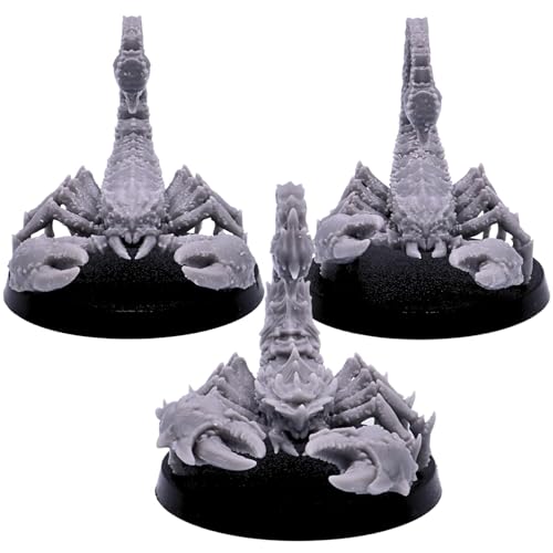 Forged Terrain 28mm Fantasy Miniaturfigur Giant Scorpion, Set mit 3 unlackierten Monster-Figuren, für Tabletop RPG Wargaming oder Fantasy-Sammlung, Alter: All Ages von Forged Terrain