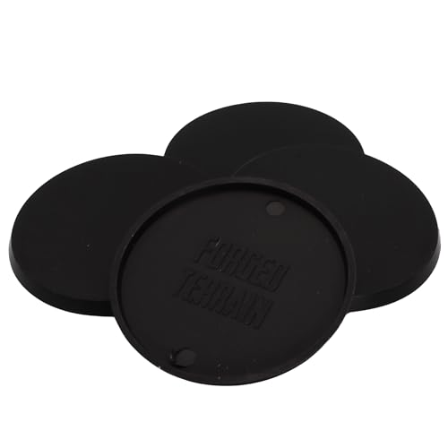 Forged Terrain 50 mm runde Basen – 6er-Set für Miniaturen und Wargaming | 4 mm dicke Kunststoff-Logo-Unterseite | unlackiertes Schwarz von Forged Terrain