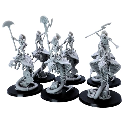 Forged Terrain Ägyptische Schlangenreiter, 32 mm Fantasy-Miniaturen für Tisch-Kriegsspiele, DND, Pathfinder, RPGs und TTRPGs, Untote Kavallerie, 3D-gedruckte Miniaturen für Wargaming und Rollenspiele von Forged Terrain
