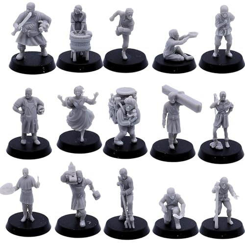 Forged Terrain Farm Villagers Farmer Figuren, mittelalterliches Dorf, Mensch, 32 mm Maßstab, Dungeons and Dragons, Miniatur-Gaming, Fantasy, TTRPG, NPC, Sammlerstücke, Diorama, Rollenspiel, Forged Terrain Farm Villagers Farmer Figuren, mittelalterliches Dorf, Mensch, 32 mm Maßstab, Dungeons and Dragons, Miniatur-Gaming, Fantasy, TTRPG, NPC, Sammlerstücke, Diorama, Rollenspiel, von Forged Terrain