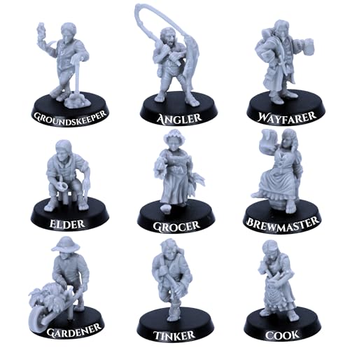 Forged Terrain Halfling Folks - 9 Fantasy Halfling Miniaturen für RPGs & Wargames | 28 mm NPC & spielbare Charaktere | DND, Tisch-Rollenspiel | Epische Miniaturen lizenziert | Unlackierte Figuren aus von Forged Terrain