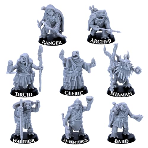 Forged Terrain Turtle Folk Miniaturen Set – 8 Fantasy Turtle Adventurers für RPGs, spielbare Charaktere im Maßstab 28 mm, DND, Tabletop Wargames, Epische Miniaturen lizenziert, unlackierte Figuren aus von Forged Terrain