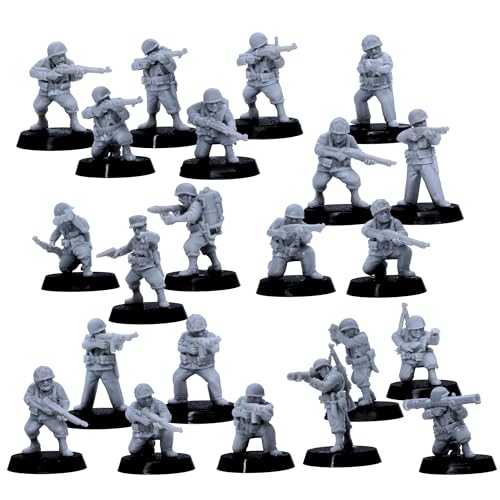 Forged Terrain US Infanterie Soldat Miniaturen Set 28mm Scale Army Troops Highly Detailed Unpainted Plastic Figures 22pcs - World War 2 Wargame Models & Diorama Accessories for Tabletop Gaming von Forged Terrain