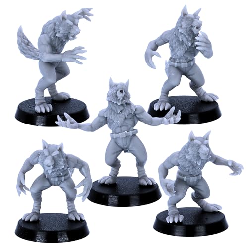 Forged Terrain Werwolf-Soldaten – 5 WW2 Werwolf-Miniaturen für Tisch-Kriegsspiele, 32 mm große Horror-Figuren, DND, Kyoushuneko lizenziert, unlackierte Modelle aus Kunstharz für Gamer und Maler von Forged Terrain