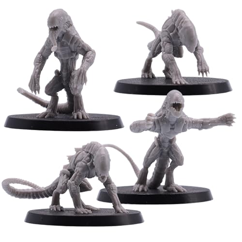 Hounds of Tindalos – 4 Alien-Monster-Miniaturen, 28–34 mm große Kreaturen, epische Miniaturen, 50 mm Basis unbefestigt, Harzfiguren für RPGs und Sci-Fi-Kriegsspiele von Forged Terrain