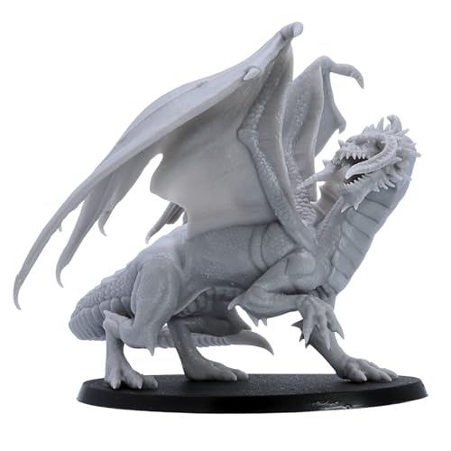 Schwarzer Drache für Erwachsene, Fantasy-Drachen-Miniatur mit 125 mm Flügelspannweite, epische Miniaturen, 32 mm Skala, DND, Pathfinder, RPGs, Wargames, unlackiertes Modell aus Kunstharz, Sammler und von Forged Terrain