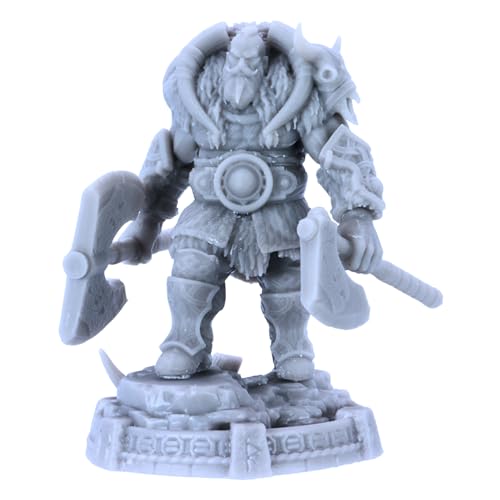 Thane Eboncry – Wikingerhelden-Miniatur aus den Nachkommen von Tyr | 32 mm Skala aus Kunstharz | Doppelaxt-Krieger | Daybreak Miniaturen lizenziert | Unlackierte Figur für RPGs, Wargames & Malerei von Forged Terrain