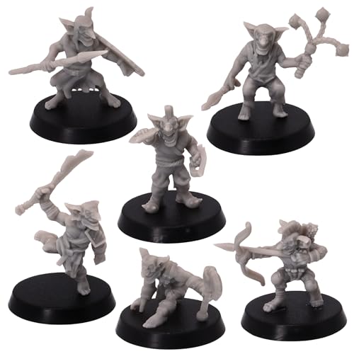 Forged Terrain Wicked Tribal Goblins 28 mm Miniaturfigur für Dungeons and Dragons Tabletop Gaming, 6 x unlackierte Kobolde mit 25 mm Basis, Fantasy TTRPG Rollenspiele von Forged Terrain